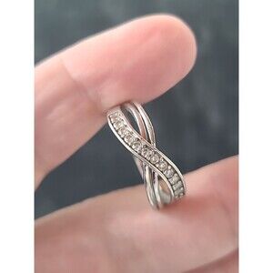 925 Sterling Silver CZ Ring Size US 7.75 Vintage